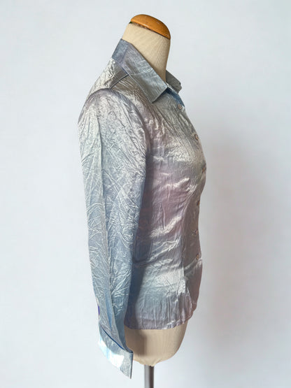 Chemisier vintage Naf Naf satin bleu gris 90