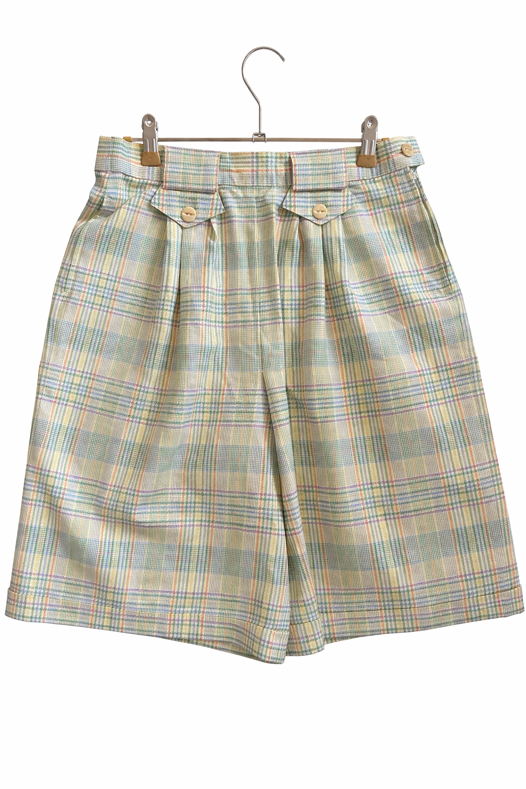Short vintage long vert à carreaux