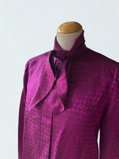 Blouse vintage Guy Laroche fushia jacquard la friperie vintage 25