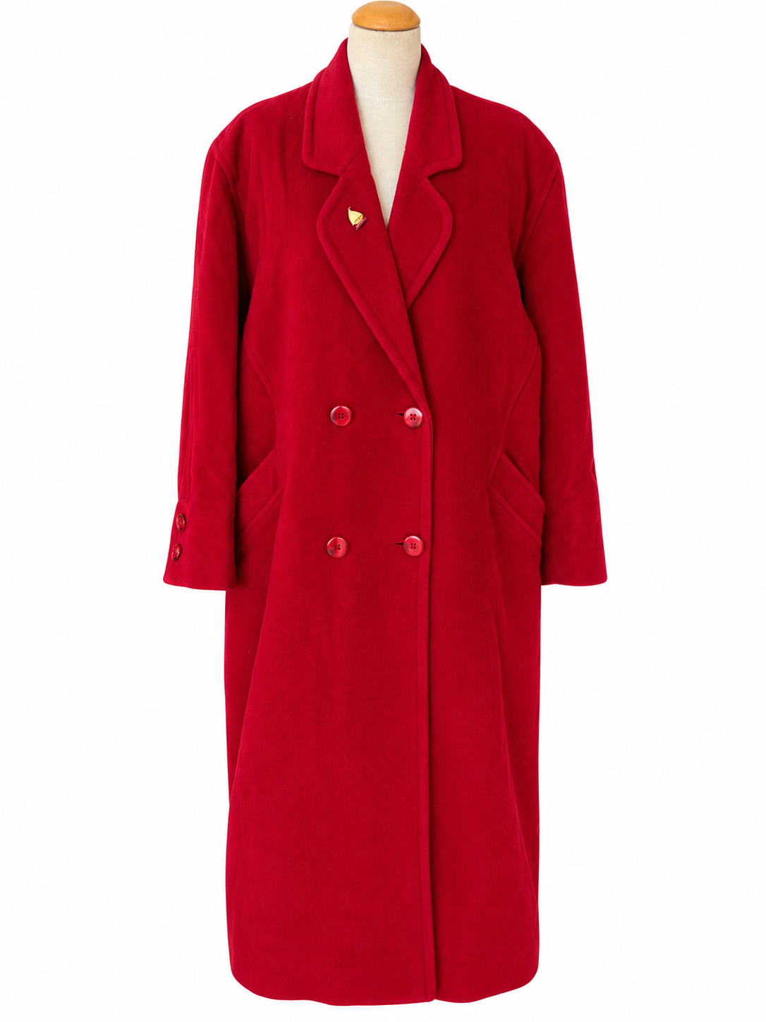 Manteau long vintage rouge laine cachemire