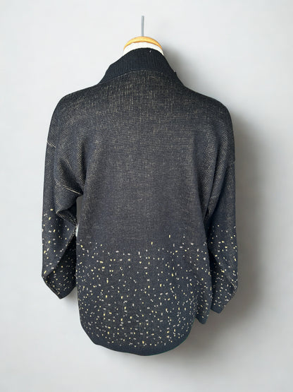 Pull vintage col montant motif oiseaux