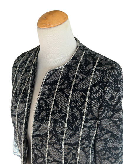 Veste jacquard noir argent pailletée vintage la friperie vintage 25