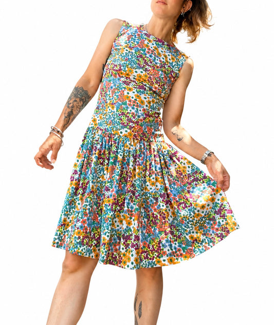Robe vintage fleurs multicolores 80’s