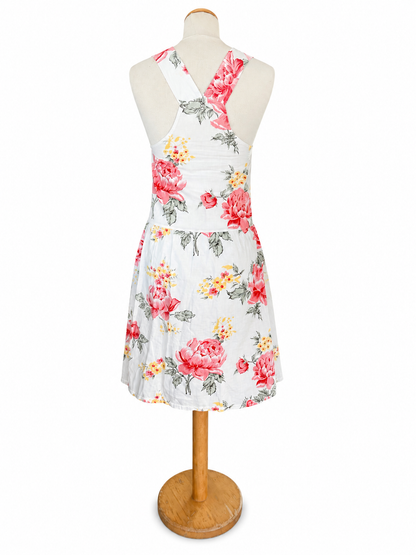 Robe fleurie coton rose et blanche.