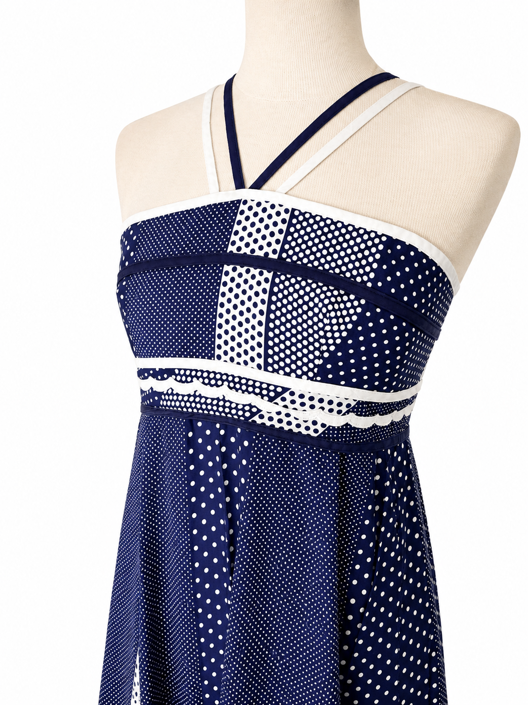Robe vintage 70 bleu à pois