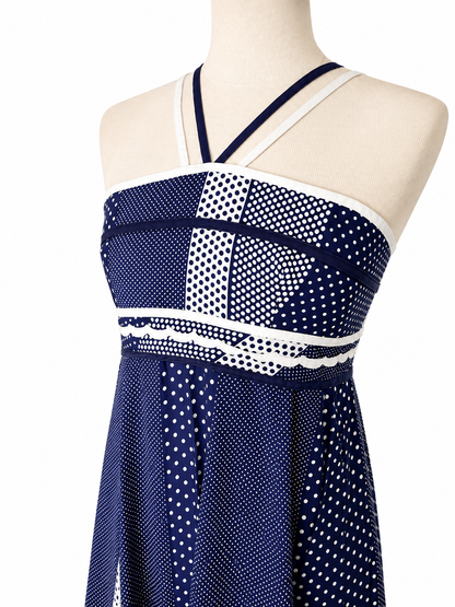 Robe vintage 70 bleu à pois