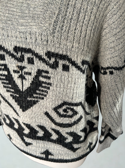 Pull vintage col châle motifs ethnique mixte la friperie vintage 25