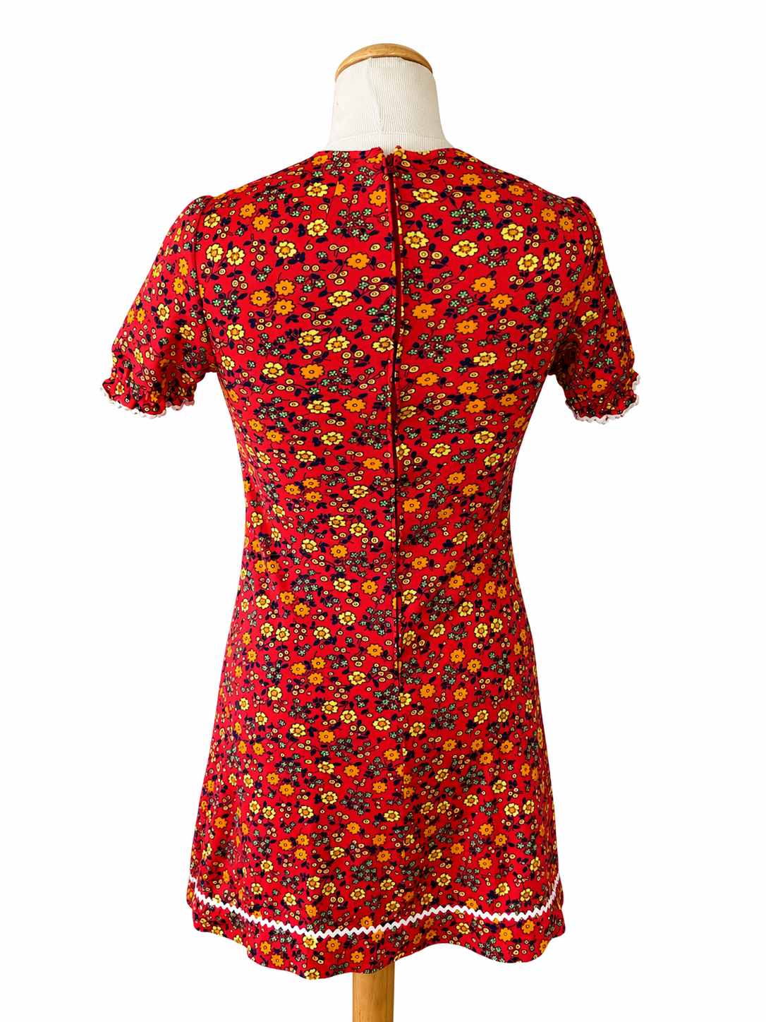 Robe vintage 70’s motifs fleuris rouge