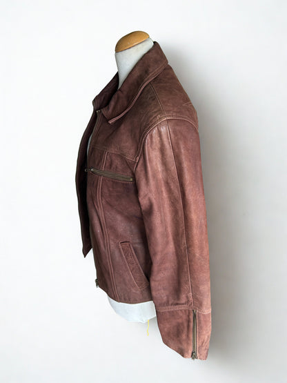 Veste en cuir nubuck vintage marron