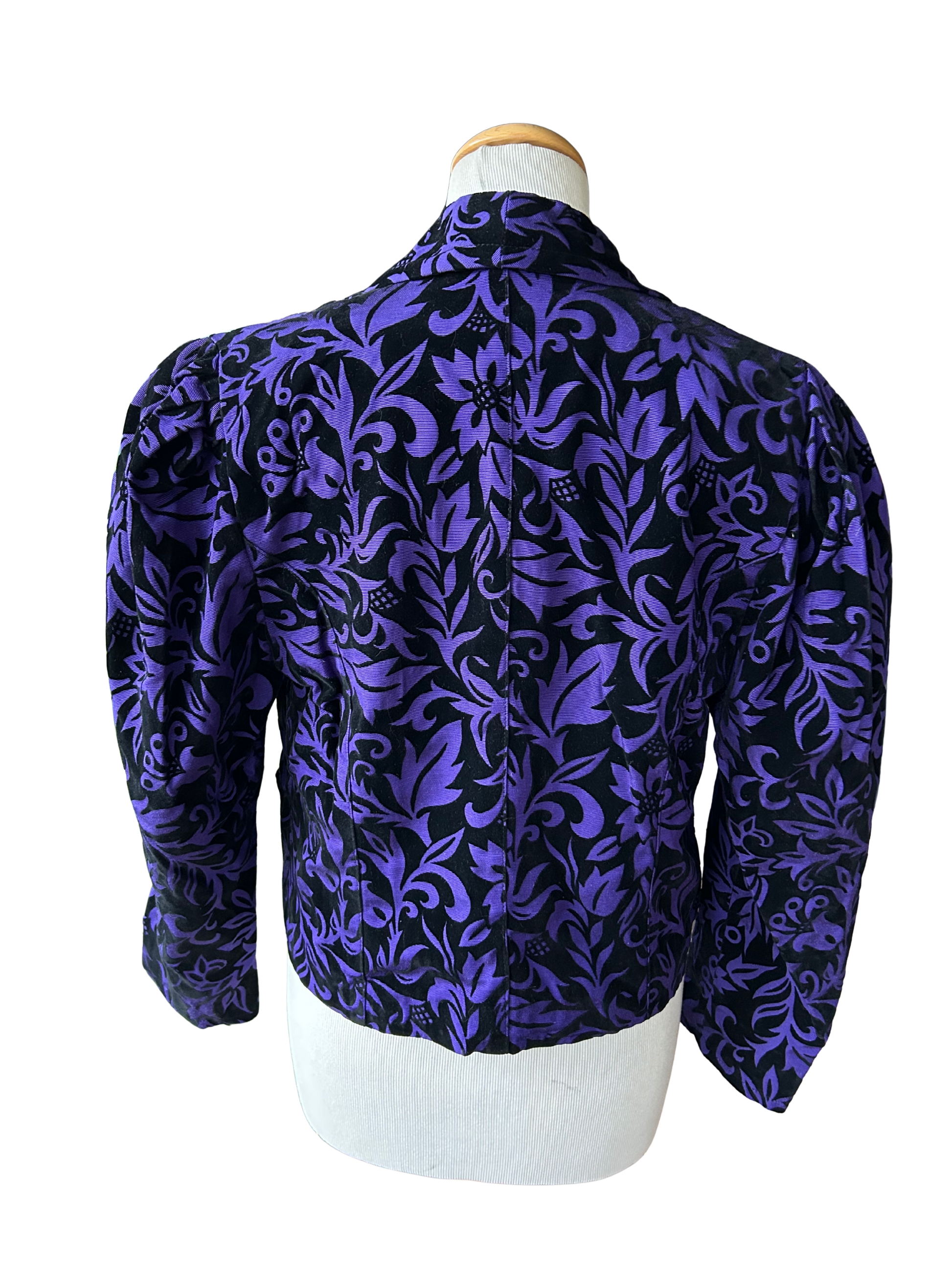 Veste vintage velours floqué violet noir la friperie vintage 25