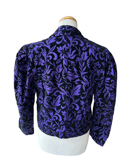 Veste vintage velours floqué violet noir la friperie vintage 25