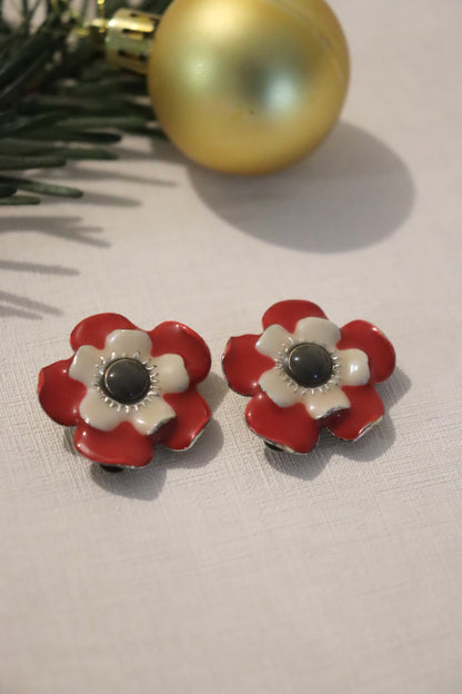 Boucle d'oreille clips Taratata vintage fleur la friperie vintage 25