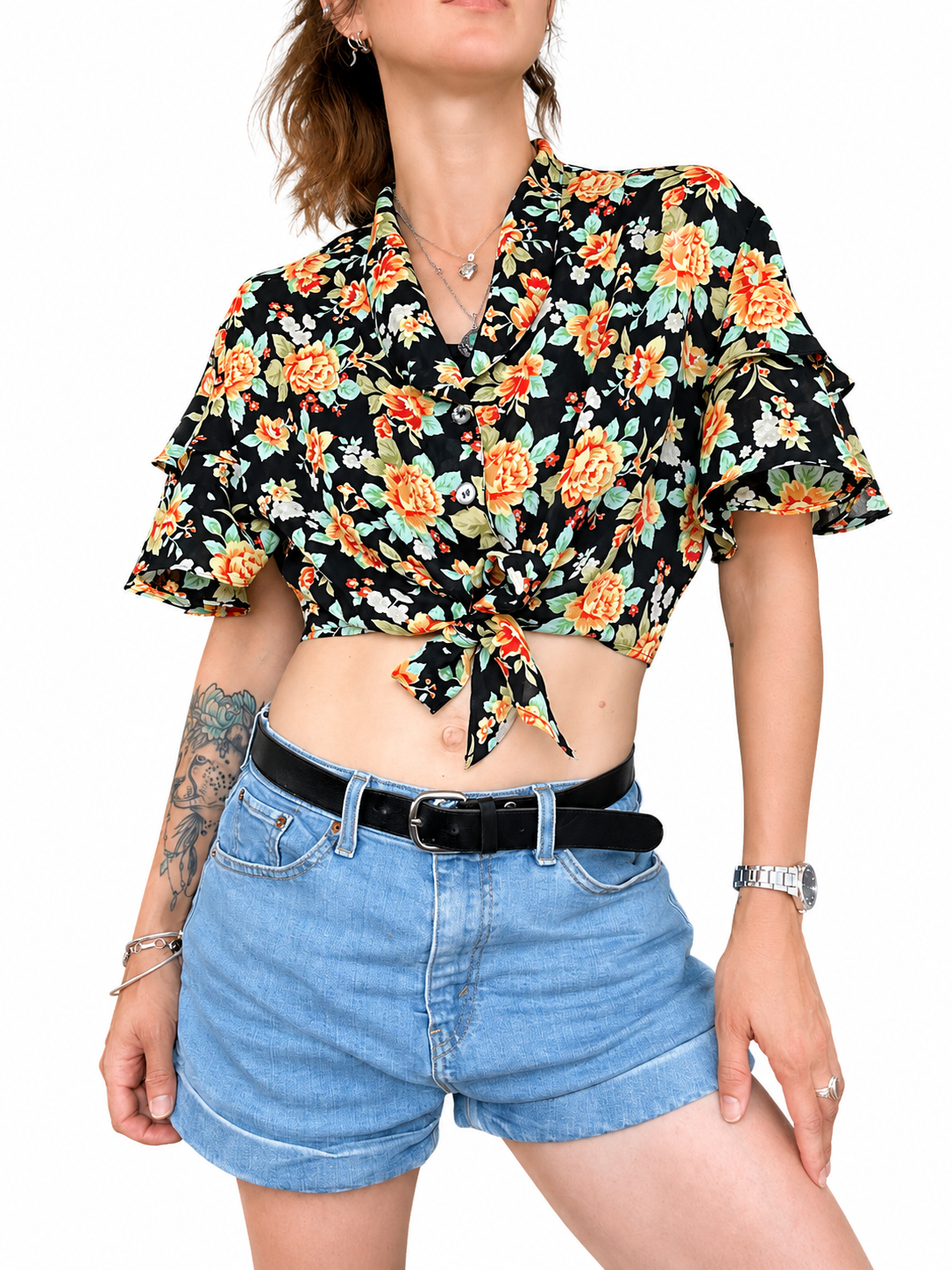 Chemisier court vintage fleuri