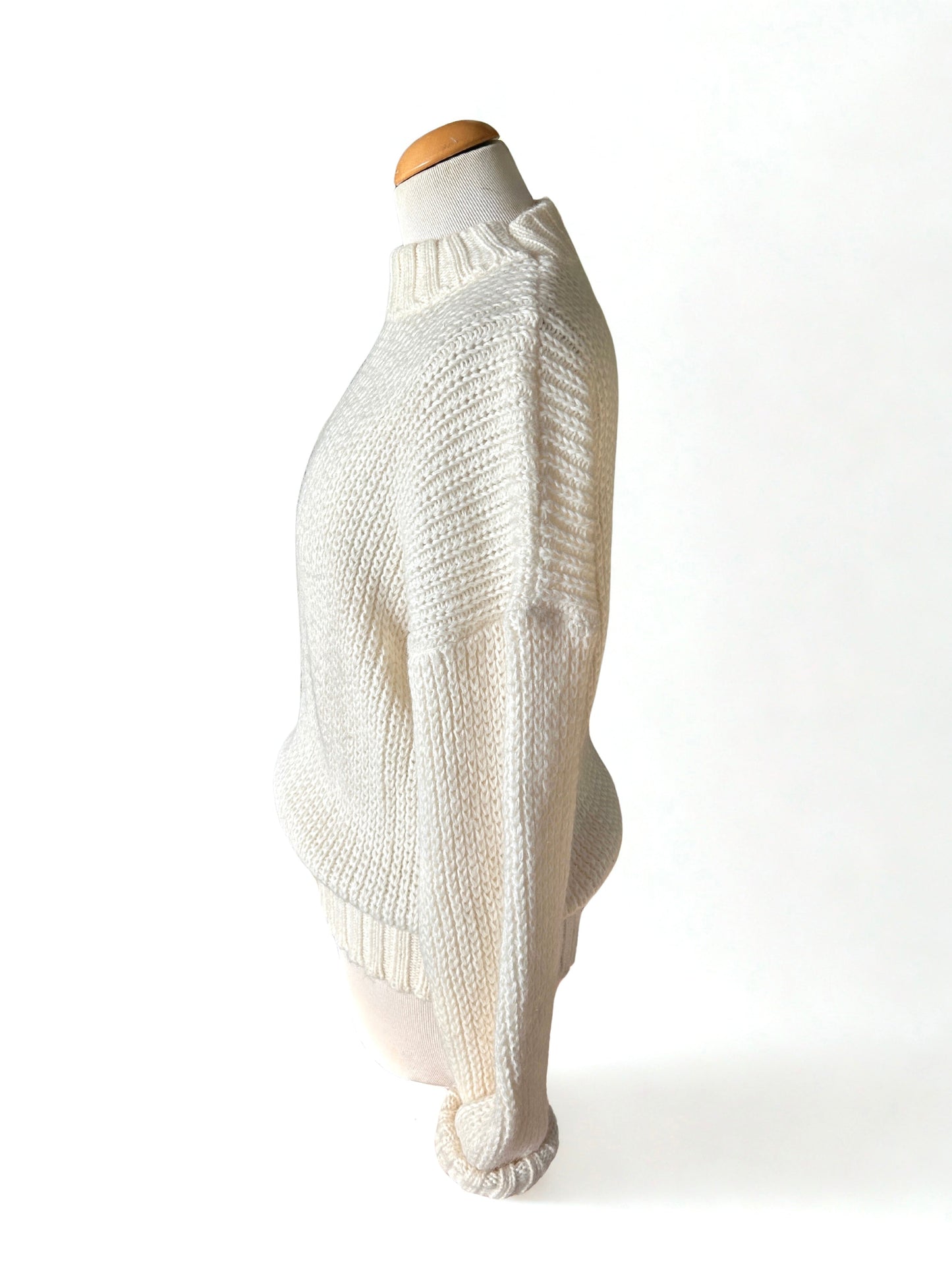 Pull écru col montant vintage laine la friperie vintage 25