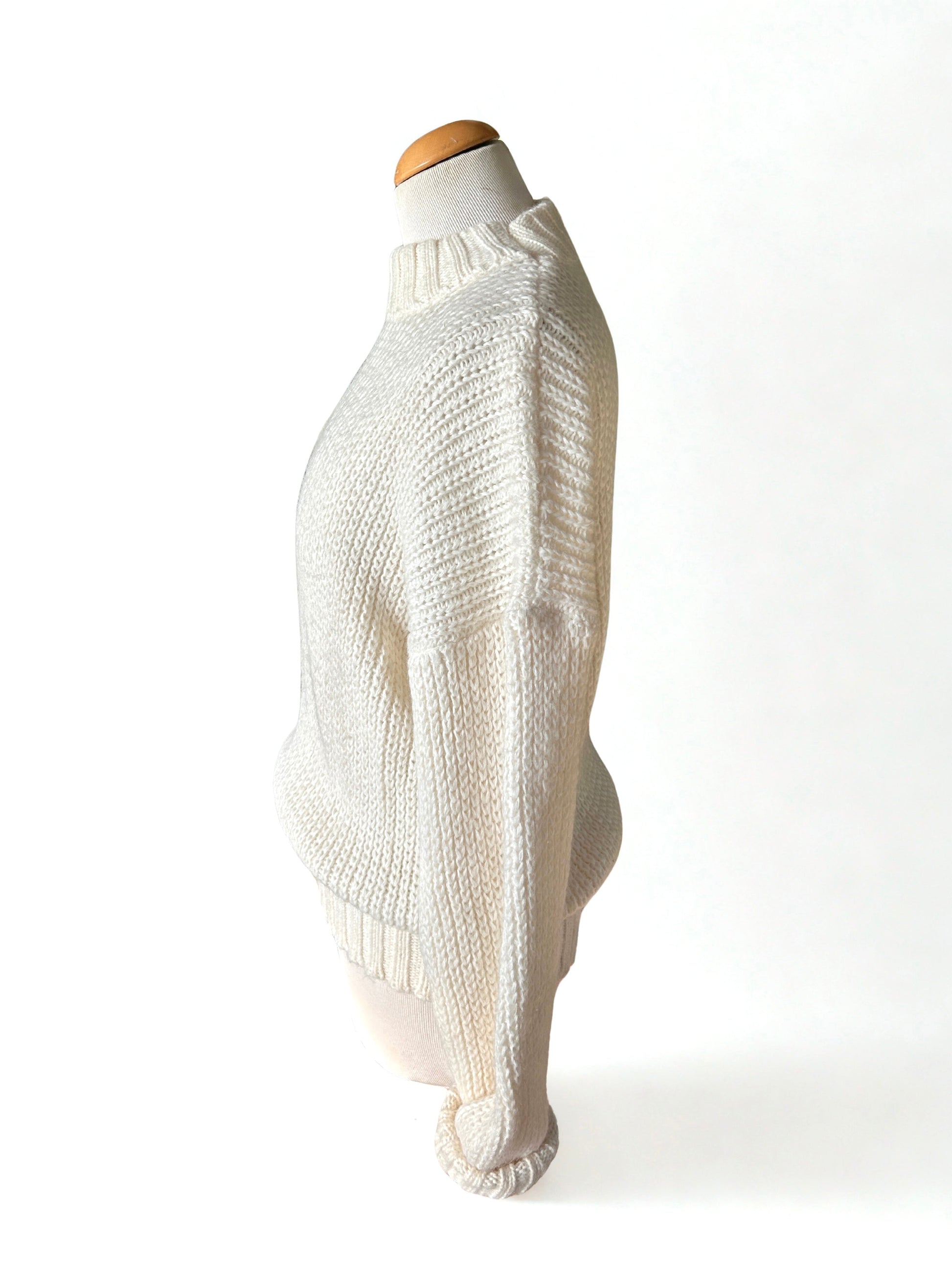 Pull écru col montant vintage laine la friperie vintage 25