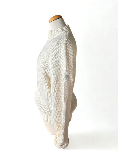 Pull écru col montant vintage laine la friperie vintage 25