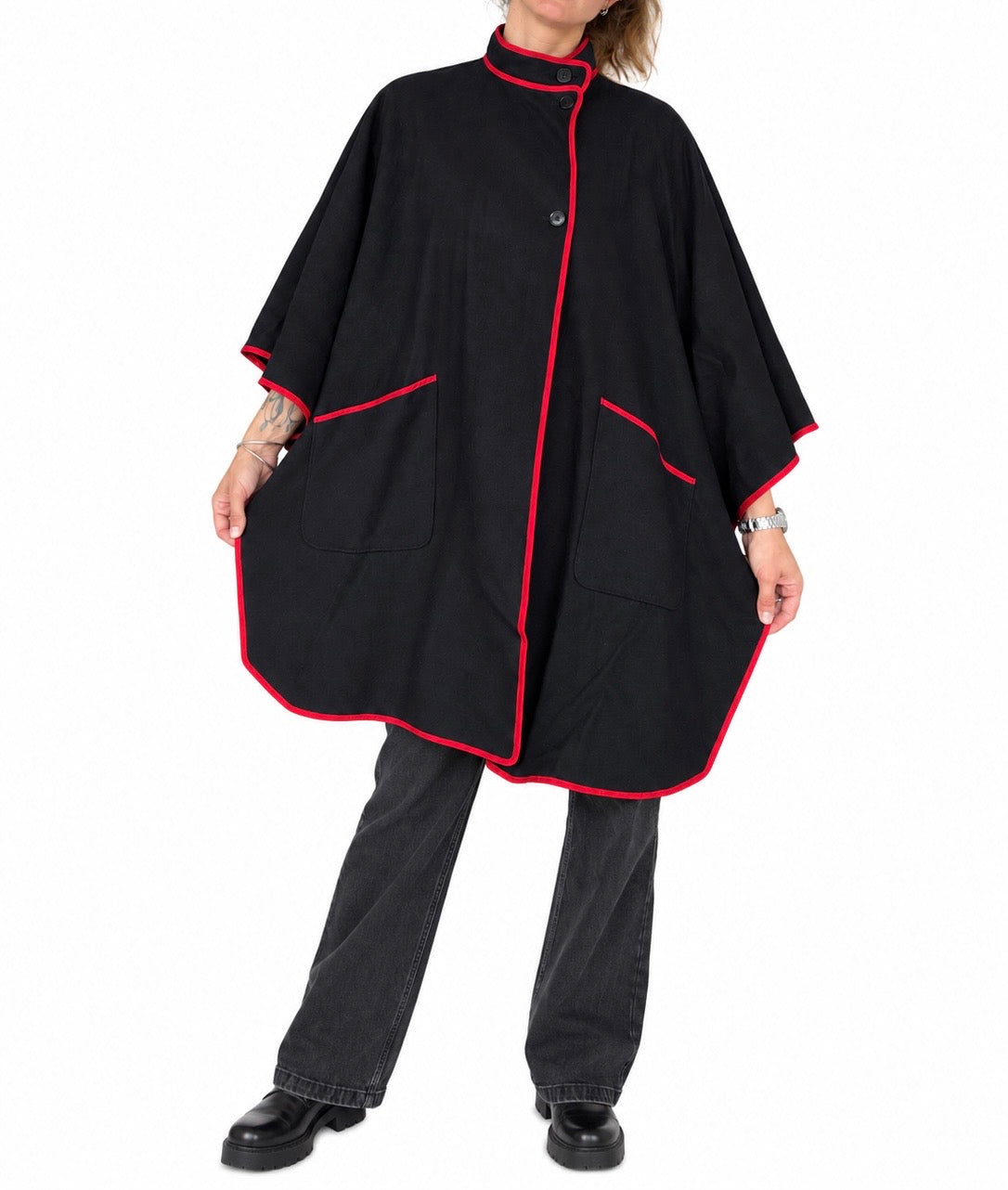 Cape vintage bleu marine en laine