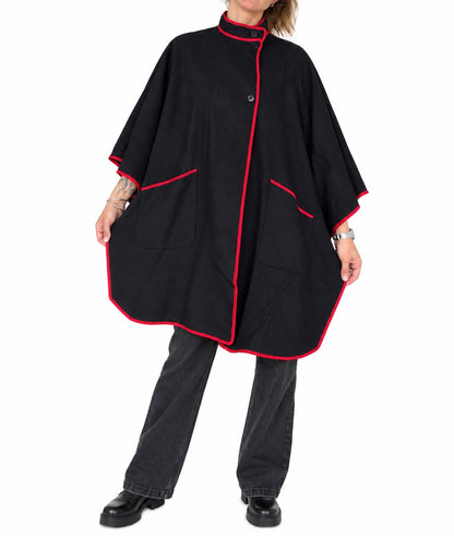 Cape vintage bleu marine en laine
