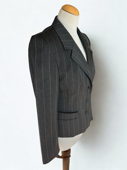 Veste blazer vintage gris à rayures la friperie vintage 25