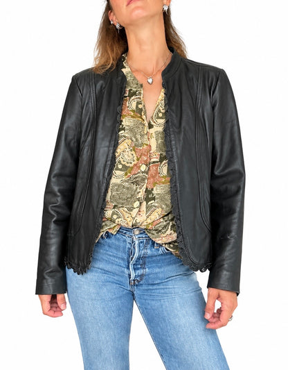 Veste vintage en cuir noir