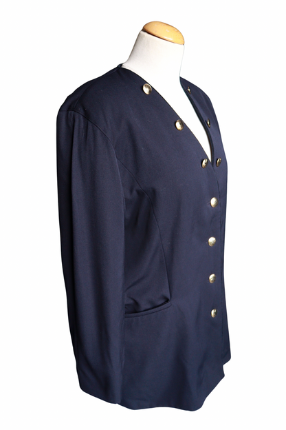 Veste longue Laurèl bleu marine laine la friperie vintage 25