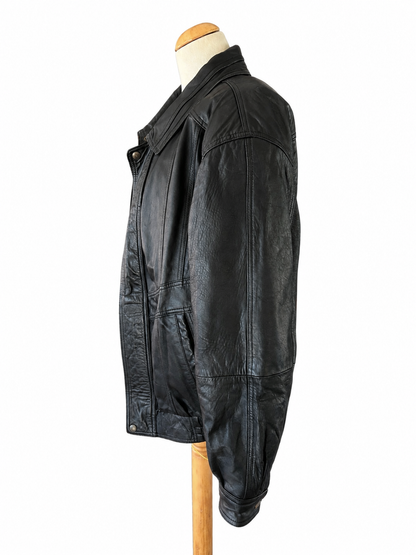 Blouson bomber vintage cuir noir
