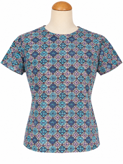 Top vintage velours côtelé motifs