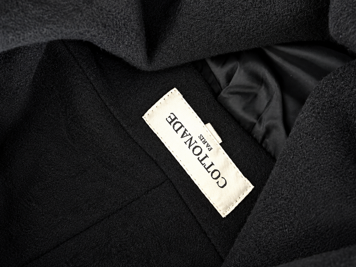 Manteau long vintage noir col châle oversize