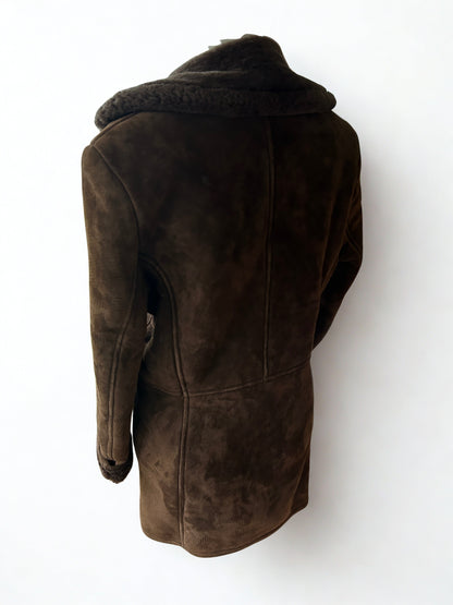 Manteau vintage en peau lainée – marron chocolat la friperie vintage 25