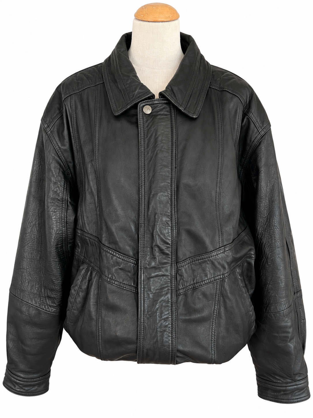 Blouson bomber vintage cuir noir