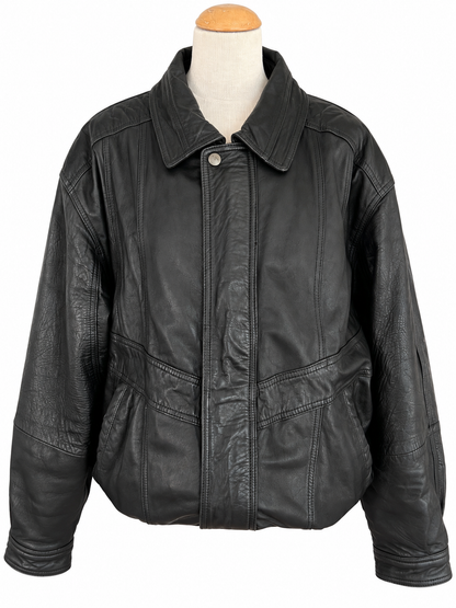 Blouson bomber vintage cuir noir