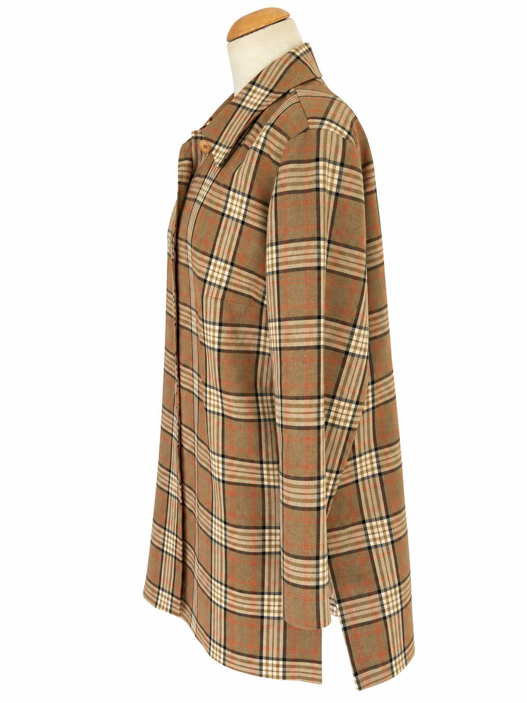 Veste longue carreaux vintage marron