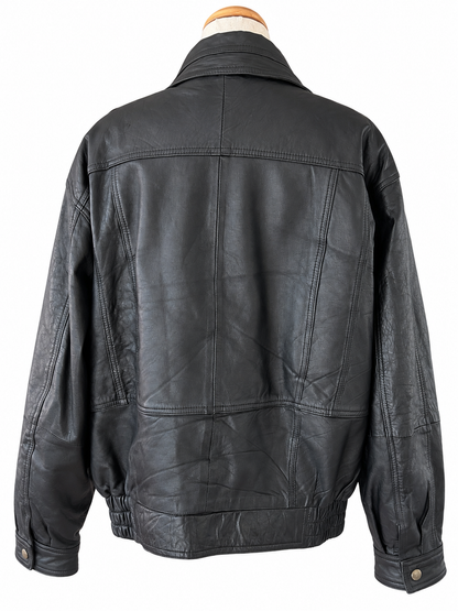 Blouson bomber vintage cuir noir