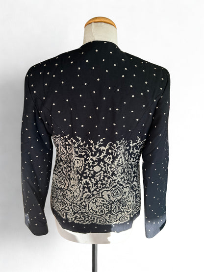 Veste noire imprimé style kimono la friperie vintage 25