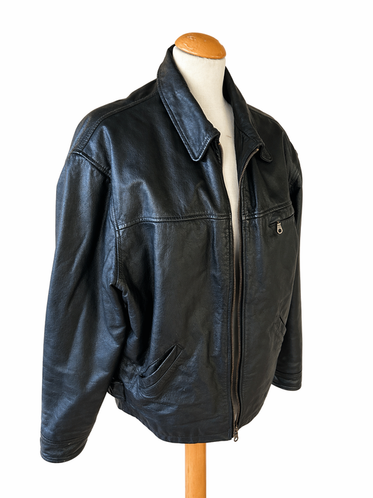 Veste en cuir vintage noire Pole Nord