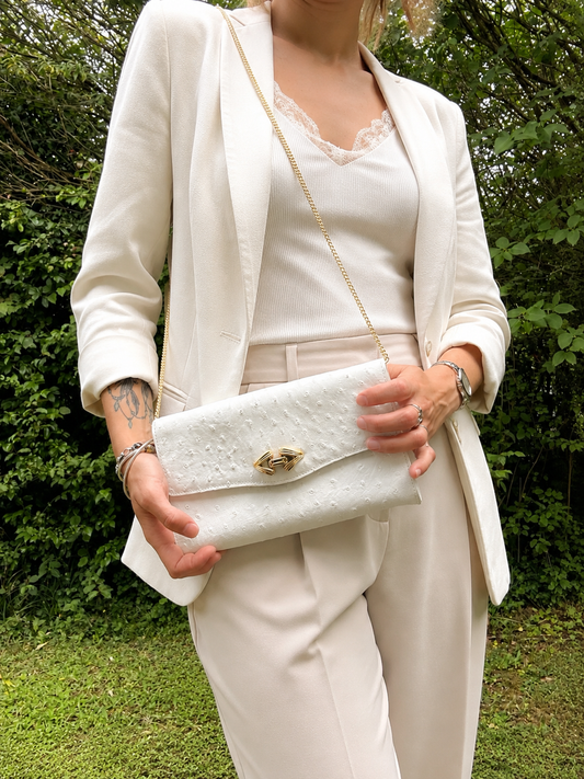 Sac pochette cuir blanc vintage