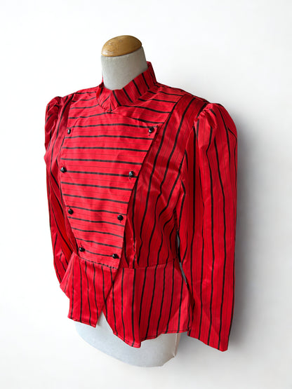 Chemisier vintage rouge rayé plastron