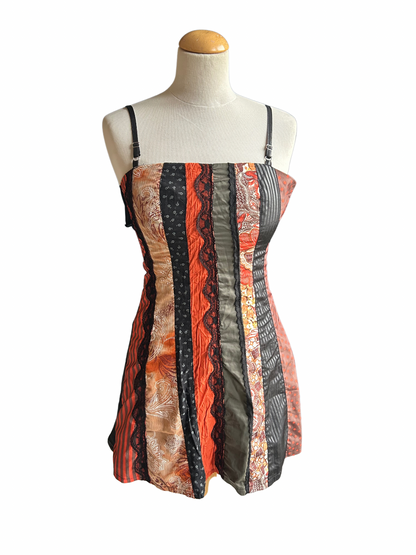 Robe courte vintage y2k orange noir la friperie vintage 25