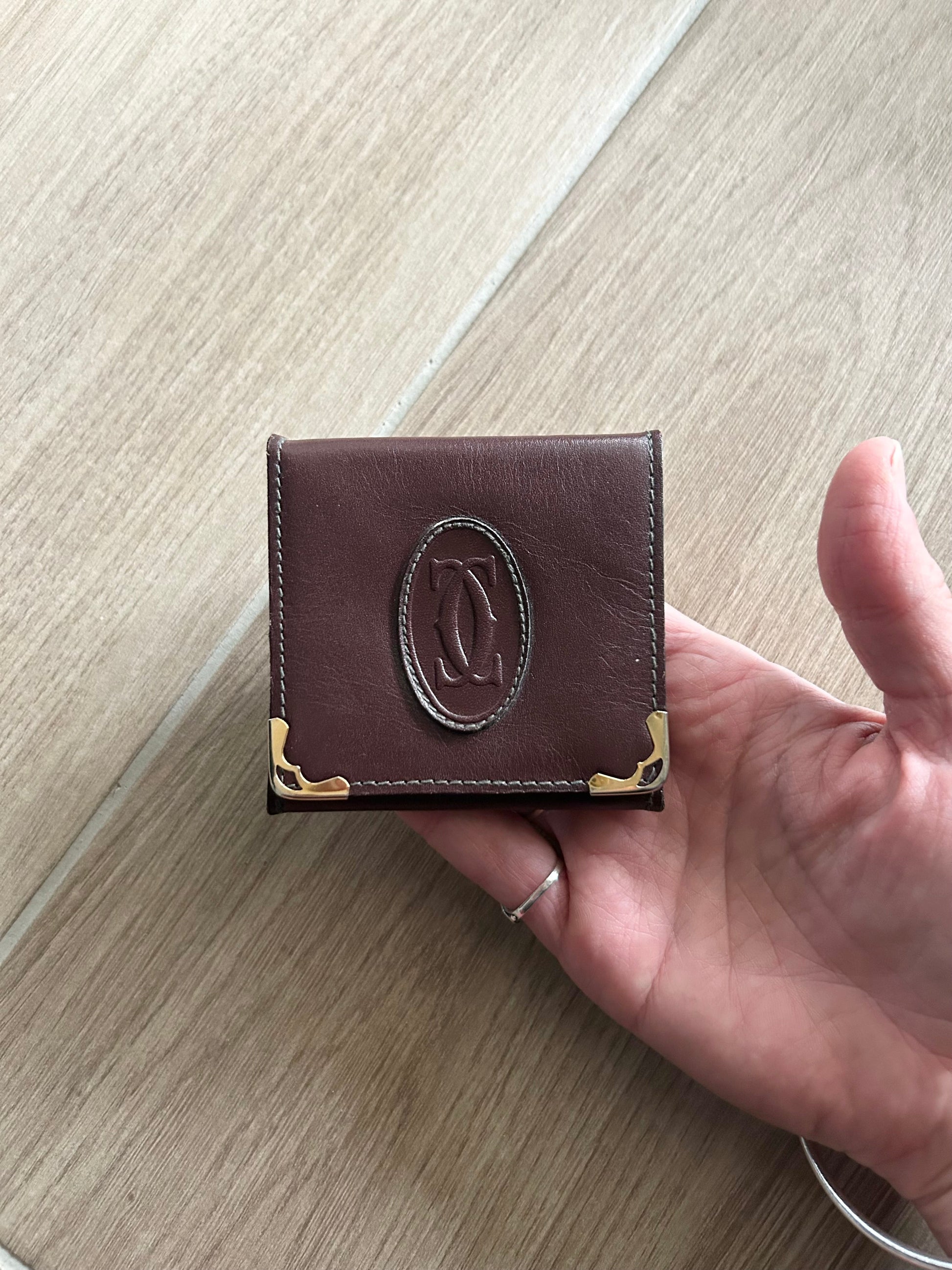 Porte monnaie Cartier vintage cuir Bordeaux la friperie vintage 25