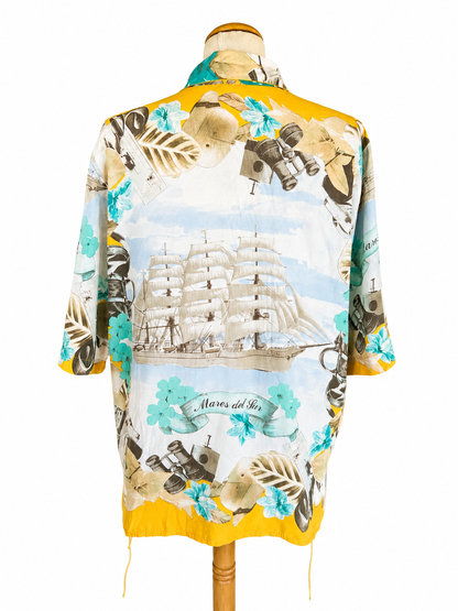 Chemise vintage imprimé marin et voyage