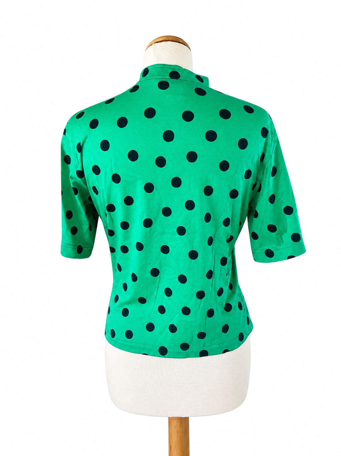 T-shirt vintage vert à pois noir