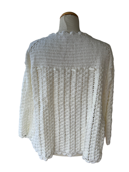 Gilet vintage blanc crochet fait main la friperie vintage 25