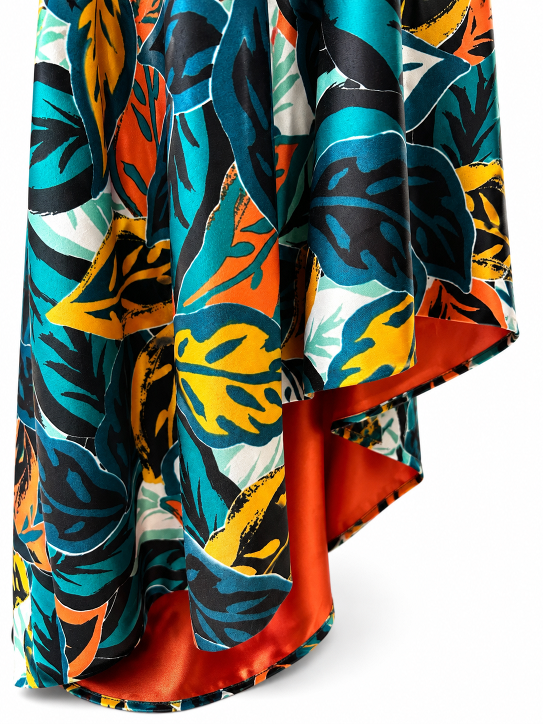 Jupe asymétrique tropical satiné