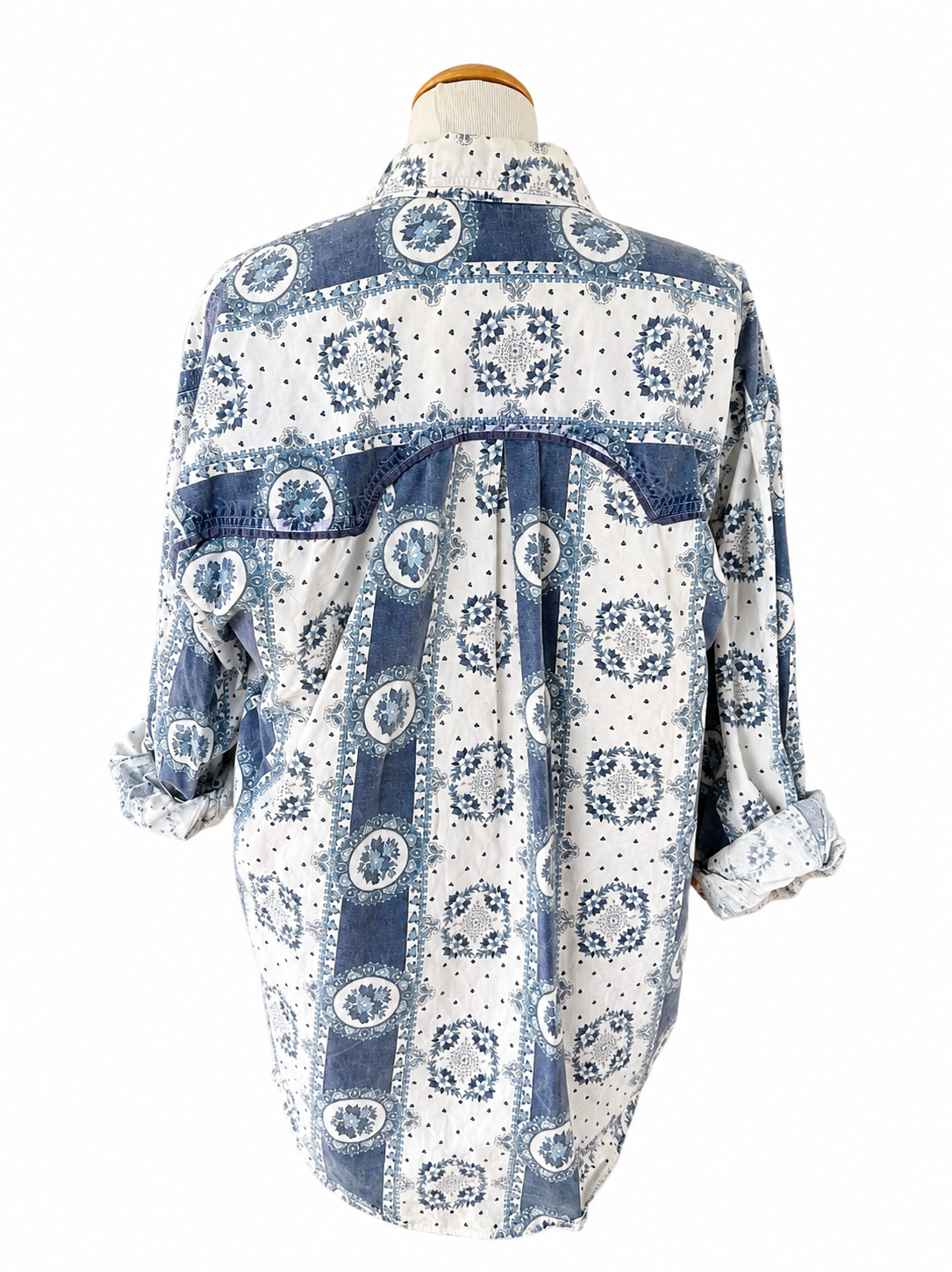 Chemise vintage imprimé bandana bleu blanc