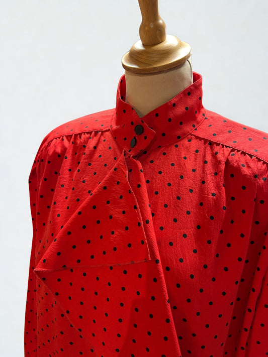Chemisier vintage rouge à pois Féraud la friperie vintage 25