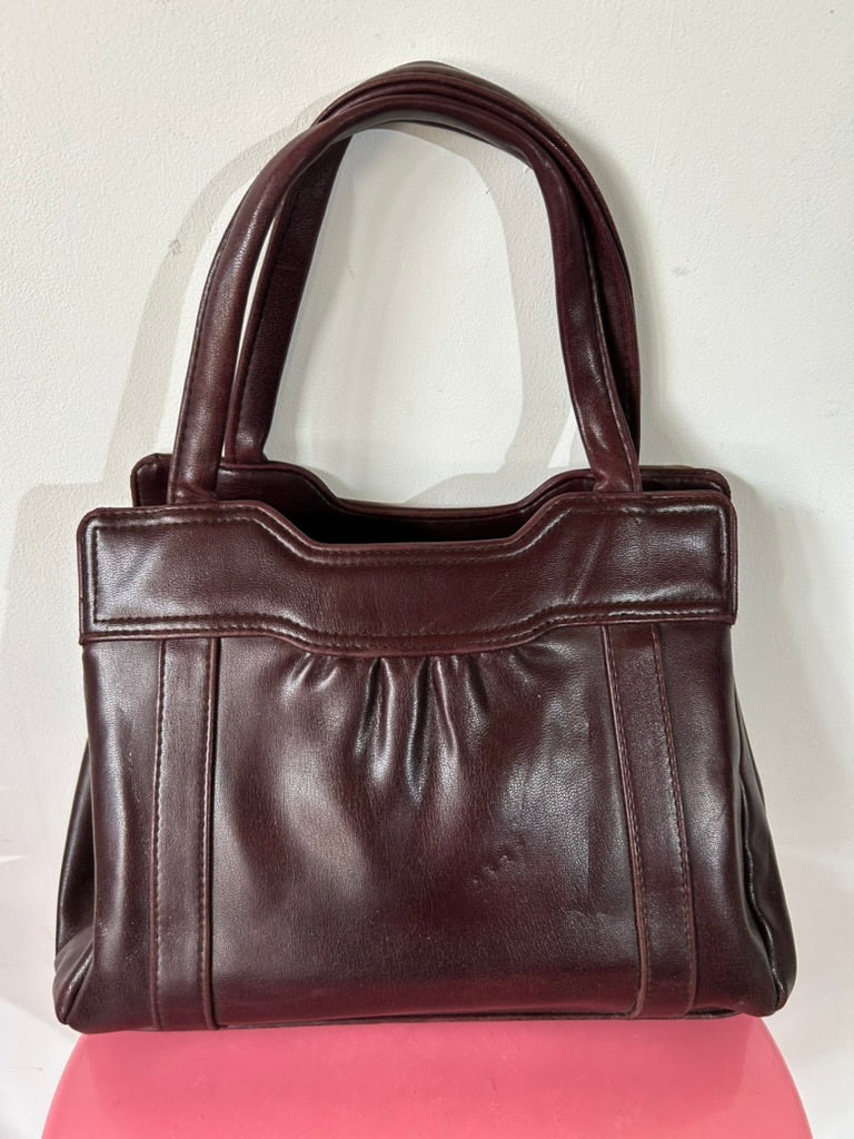 Sac à main vintage cuir bordeaux la friperie vintage 25