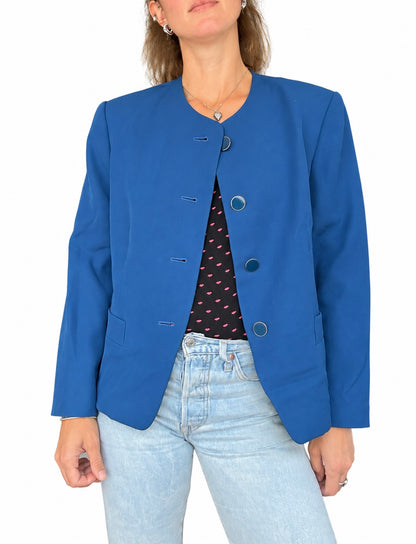 Veste blazer vintage bleu roi