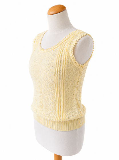 Débardeur vintage jaune maille ajourée