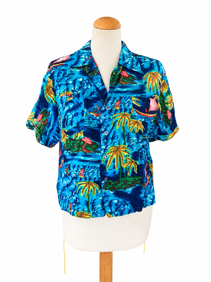 Chemise hawaïenne vintage bleue