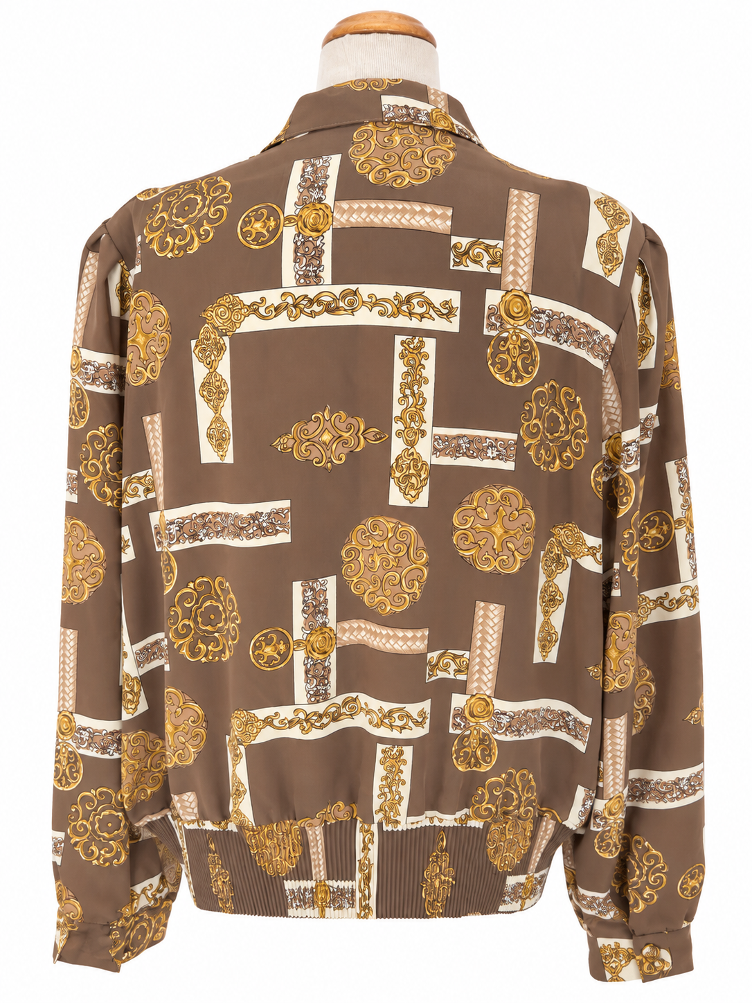 Blouse vintage imprimé baroque marron